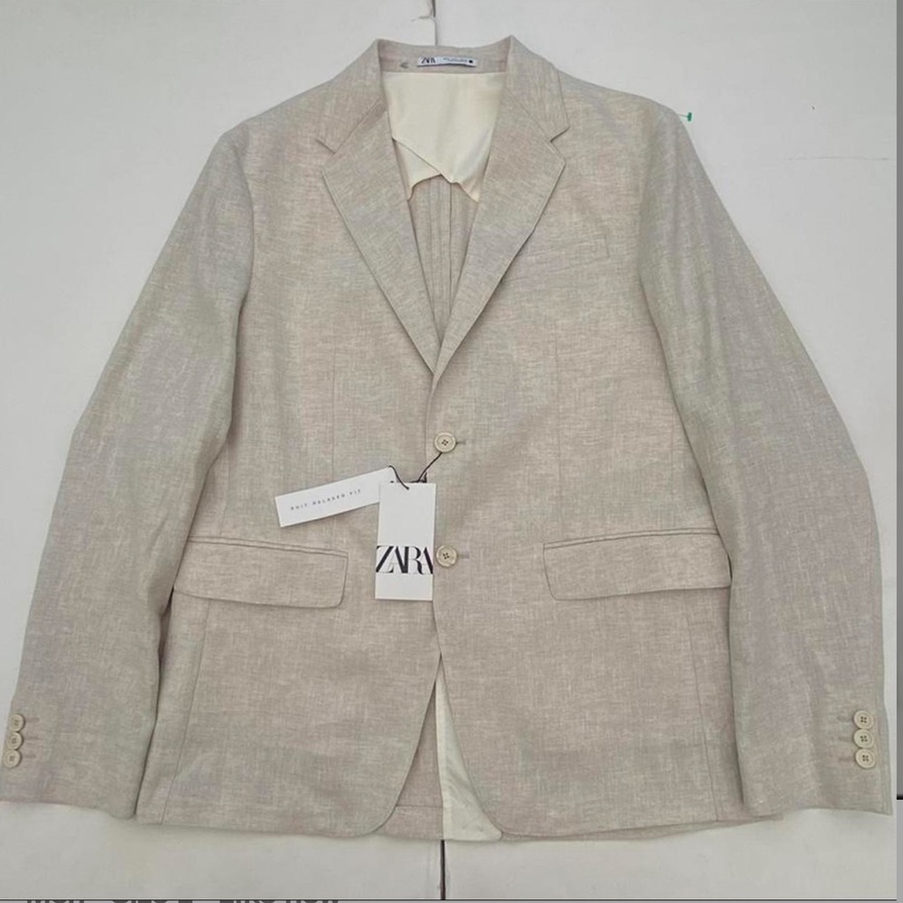 Zara Tan Sport Coat Linen Blend
